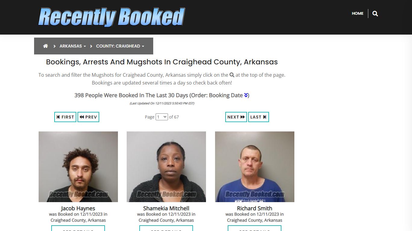 Bookings, Arrests and Mugshots in Craighead County, Arkansas